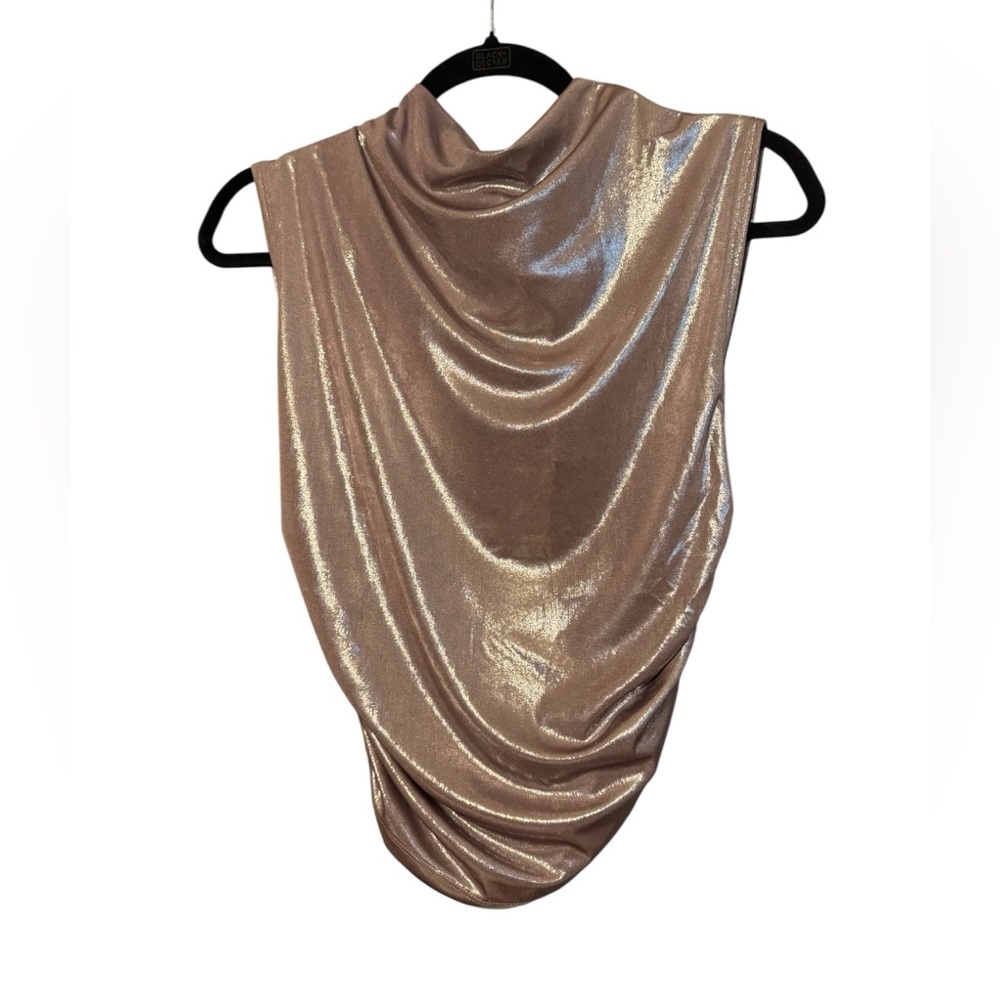 Anthropologie Maeve Shimmering Metallic Drape Top Small NWT